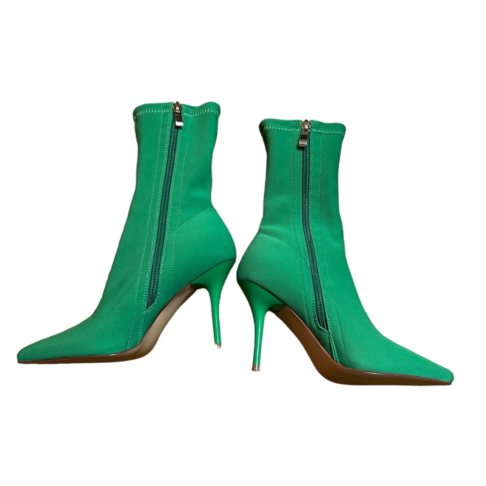 Vivianly Green Sock Boot Pointy Toe Size:7 Nwob - image 2